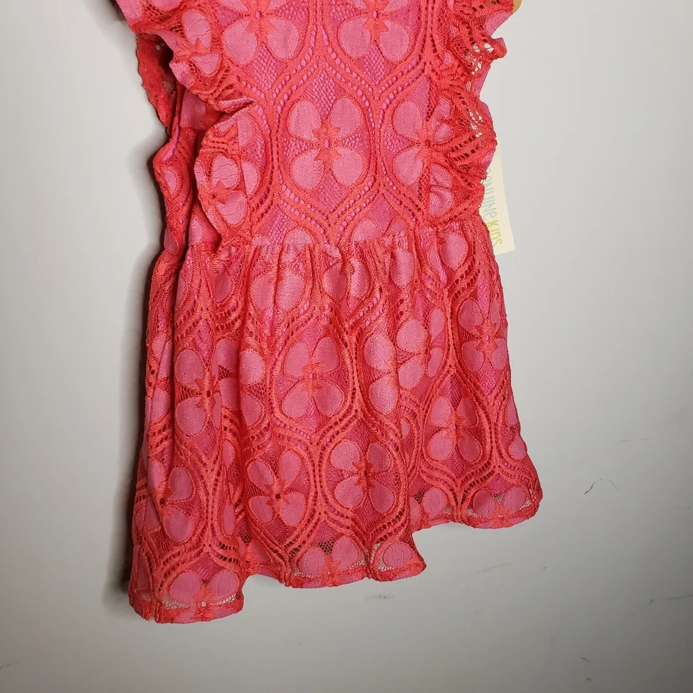 NWT Oshkosh 18 Months Baby Girl Floral Embroidered Lace Ruffled Dress
